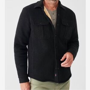 Faherty Legend High Pile Fleece CPO Jacket Shacket Men’s Size XL Heathered Black